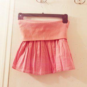 Pink chiffon ruffle pleated skirt elastic waistband